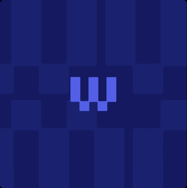 Webfuse brand artwork: the violet W monogram on deep blue